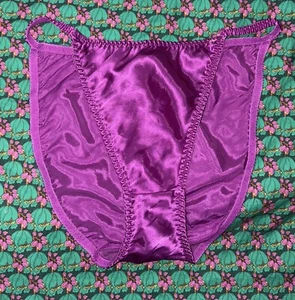NY & Co Satin Glossy Y2K String Bikini M 6 Panty Purple Underwear - Picture 1 of 4