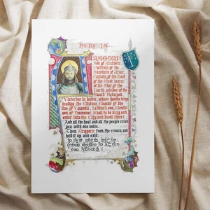 Art Print Lord of the Rings Medieval Calligraphy Art of King Aragorn 9” by 12” - Picture 1 of 4