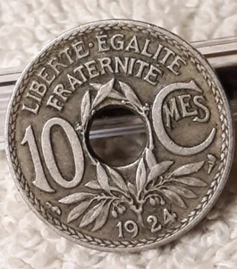 1924 French 10 Centimes ,Vintage Coin From France, 10 Cmes Piece - Picture 1 of 16