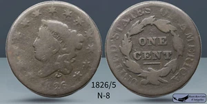 1826/5 Overdate Matron Head Large Cent, N-8, Good Condition, Early Copper, C7967 - Picture 1 of 1