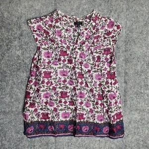 Talbots Petite Top Women Sp Sleeveless Floral Print Red Pink White Pullover - Picture 1 of 6