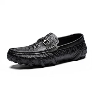 British Mens Slip on Loafer Casual Driving Real Leather Shoes Pattern Cowhide SZ - Picture 1 of 16