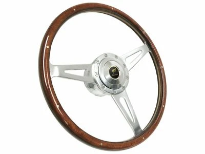 1966-74 Ford Bronco 9-Bolt Classic Wood Steering Wheel Kit Billet Horn - Image 1 of 4