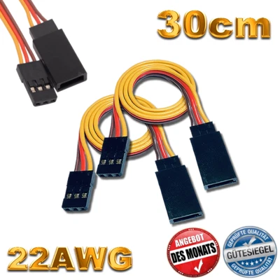10 Servokabel Servo Verlängerungskabel 30cm 22AWG Kabel Verlängerung JR Graupner - Bild 1 von 4