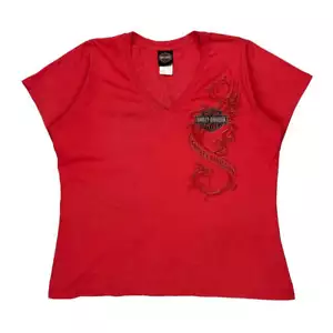 Harley Davidson Graphic T-Shirt - 2XL Red Cotton - Picture 1 of 8