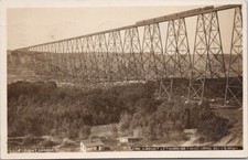 CPR Viaduct Lethbridge Alberta AB c1918 Jubilee Station Cancel RPPC Postcard H32