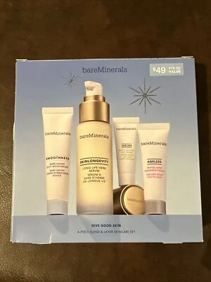 BareMinerals Give Good Skin набор из 4 предметов смесь и слой для ухода за кожей 🎁 стоимость 78 долл. США - Изображение 1 из 3