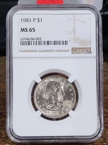 1981 P SBA 1$, NGC Graded MS 65, 002 Cover