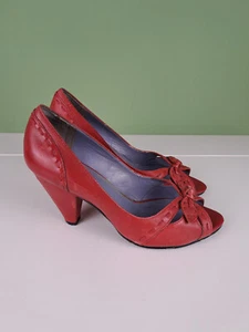 HUSH PUPPIES Tacones Rojo Peep Toe Talla 6.5 - Imagen 1 de 6