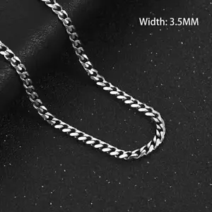 3.5-8mm Stainless Steel Cuban Curb Chain - Necklace / Bracelet Jewelry Findings - Picture 1 of 30