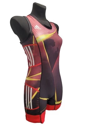 Adidas Da donna Tuta da Lotta Wrestling Singlet LIGHTNING 19 Rosso T095960 - Immagine 1 di 4