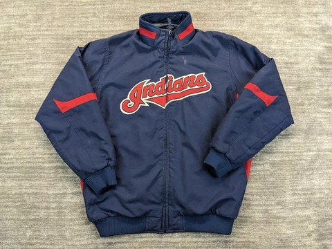 Vintage Majestic Cleveland Indians Zip Up Jacket Size Youth Large Cover
