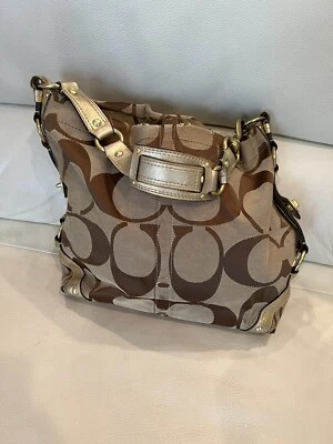 Auténtico Bolso de Hombro Coach 10620 Carly Grande Marrón Firma Hobo Foto 1 de 4