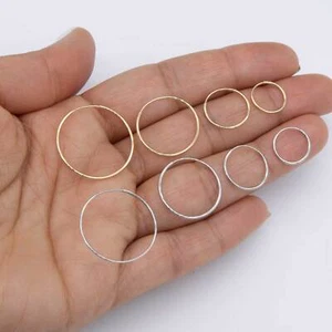 10K Gold Polished Endless Huggie Hoop Earrings All Sizes - Picture 1 of 6