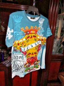 Christian Audigier Faith Skull Multi colored T-Shirt Size XL - Picture 1 of 10