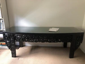 Antique Black Writing Desk. Rare Carvings. 215cmLx72cmWx75cmH - Picture 1 of 4