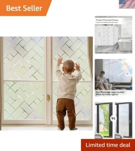 35.4x118 Non-Adhesive Frosted Glass Window Film - Stylish UV & Heat Protection - Picture 1 of 9