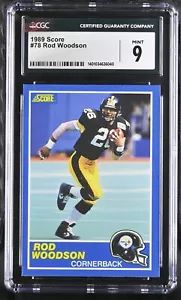 1989 Puntuación #78 Rod Woodson Pittsburgh Steelers - Tarjeta de novato - CGC 9 como nueva - Imagen 1 de 2