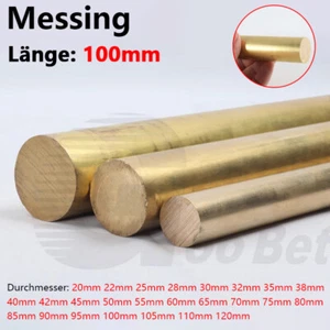 Messing Rundstab massiver Stange 100mm 10cm Länge Rundmaterial 20mm bis 120mm AD - Picture 1 of 12