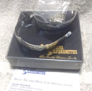 Montana Silversmiths Silver Boot Tips Silver Engraved With Box Paper Work Mint 2 - Bild 1 von 7