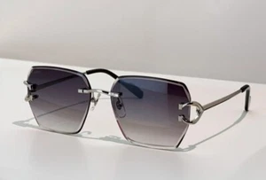 Cartier CT0466S Silver Grey Gradient Lens Rimless Women's Sunglasses 58mm - Picture 1 of 4