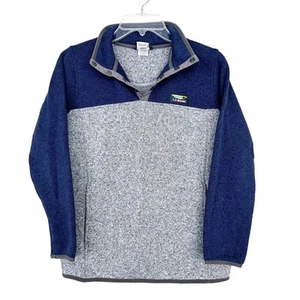 LL Bean Gray Blue Quarter Snap Sweater Sz L 14-16 Kids - Picture 1 of 7