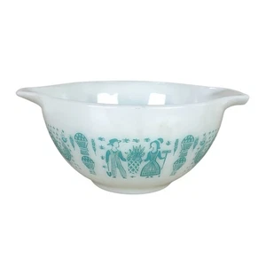 Vintage Pyrex 1 1/2 Pt Amish Butterprint Cinderella Schüssel 441 türkis auf weiß 6" - Bild 1 von 9