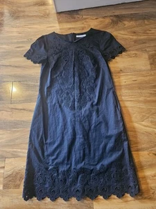 JAEGER BLACK EMBROIDERED OCCASION PARTY DRESS SIZE 8 - Picture 1 of 13