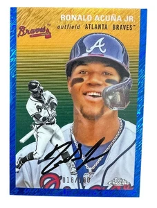 2023 Cromo Platino Anniversario Blu Shimmer Rifrattore /100 Ronald Acuna Jr - Foto 1 di 2