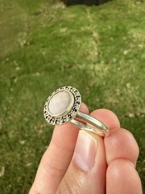 Anillo Pandora Plata Rosa Ópalo Marcasita_Plata de Ley 925 Joyería ALE_tamaño 7 Foto 1 de 4