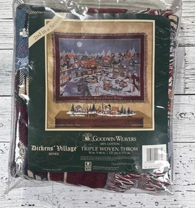 Dept 56 Christmas Tapestry Throw Blanket The Original Shops of Dickens Village - Picture 1 of 8