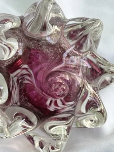 Thames Art Glass Studio Signed Paperweight Red Swirl Ocean Sea Shell Approx 4" - Picture 1 of 9