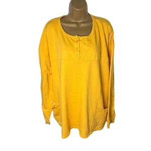 Anthony Richards Henley Sweatshirt Long Sleeve Pockets Mustard 5X - Picture 1 of 5