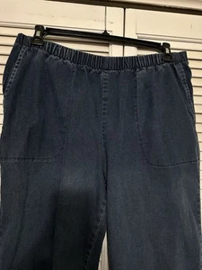Woman Within Pull On Knit Capri Jeans Women's Plus 24W, Dark Wash Blue - Picture 1 of 3