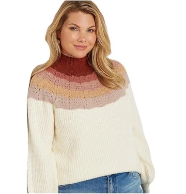 Maurices Mock Neck Pullover Sweater Size 1X Ombre Multicolor Soft Boho Preppy - Image 1 of 4