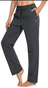 Women Cotton Blend Loose Yoga Sweatpants Pockets Wide Leg Gym Pajama Comfy Cozy - Picture 1 of 7