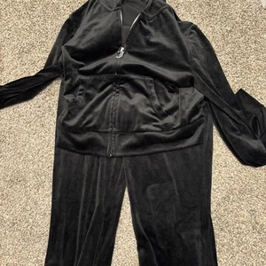 Juicy Couture Velour Hoodie & Shorts Tracksuit Black Liquorice Size S Small - Picture 1 of 8