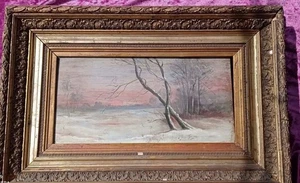 Paysage sous la neige. Huile sur bois. 19e | Bon état - Picture 1 of 11