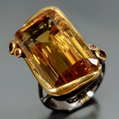 Anillo de cuarzo citrino natural Fine Art 36 quilates plata de ley 925 tamaño 8/R419019 Foto 1 de 4