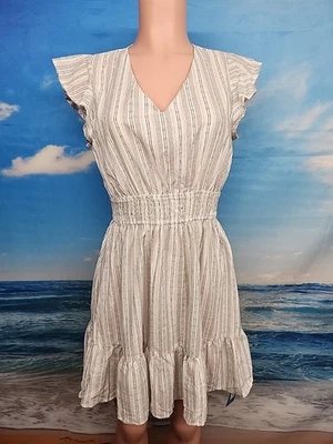 Nuevo con etiquetas Vestido Corto Cupshe Para Mujer Cubre Volantes Blanco Negro Rayas Talla Mediana  Foto 1 de 4