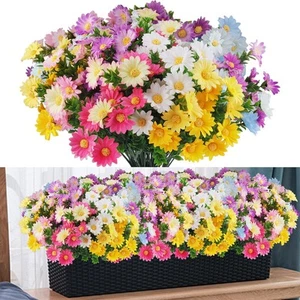 12 Bundles Artificial Fake Flowers for Outdoor Decoration,UV Multi Color - Picture 1 of 9