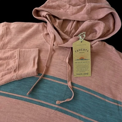 Sudadera con Capucha Faherty Sunwashed Slub Surf Rayas Rosa Océano Para Hombres Talla Grande Foto 1 de 4
