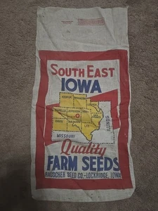 Vintage RAUSCHER Seed Co. Qualität Bauernhof SAMEN Stoffsack SÜDOST IOWA Henry - Bild 1 von 3