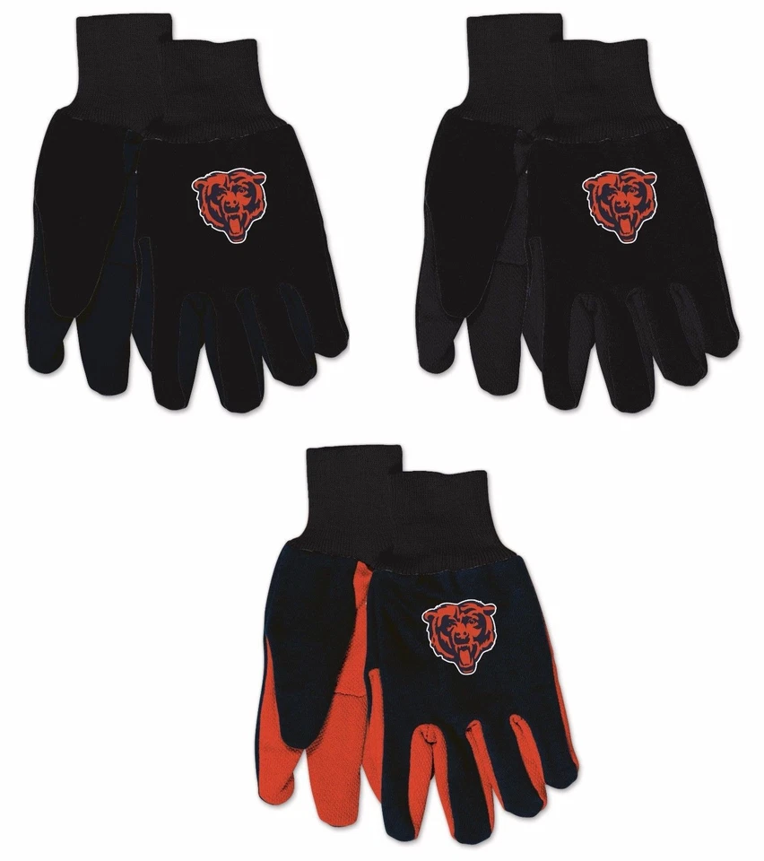 NWT NFL Chicago Bears No Slip Gripper Palm Utility Work Gardening Gloves NEW - Image 1 of 1