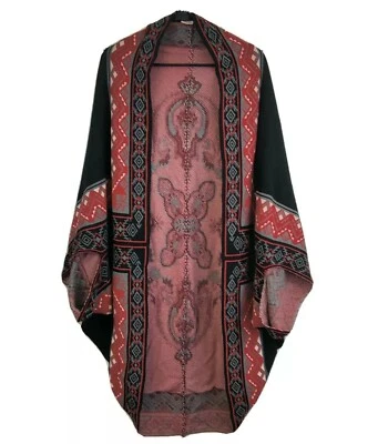 Cárdigan con chal Flying Tomato para mujer rojo negro abierto en cascada S/M Foto 1 de 4