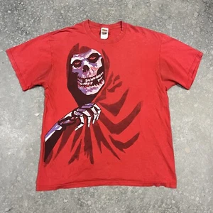 Vintage Misfits Band T-shirt Sz L Red Crimson Ghost Punk Goth Distressed Read - Picture 1 of 11