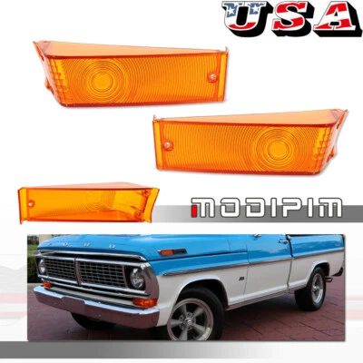 For FORD F-100 F100 Turn Signal Light Amber Lens Set Left & Right 1970-1971-1972 - Image 1 of 4