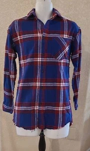 Original Use Herren S kariert Langarm Button Down Flanell ausgefranster Rand Hemd Neu mit Etikett - Bild 1 von 10