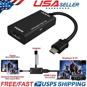 1080P MHL Micro USB 2.0 to HDMI HDTV Cable Adapter for Android Phone Tablet TV - Picture 1 of 11