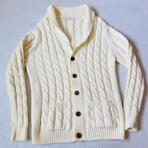 Vtg Sears King’s Road Men’s Fisherman Sweater XL Cable Knit Cardigan Button - Picture 1 of 9